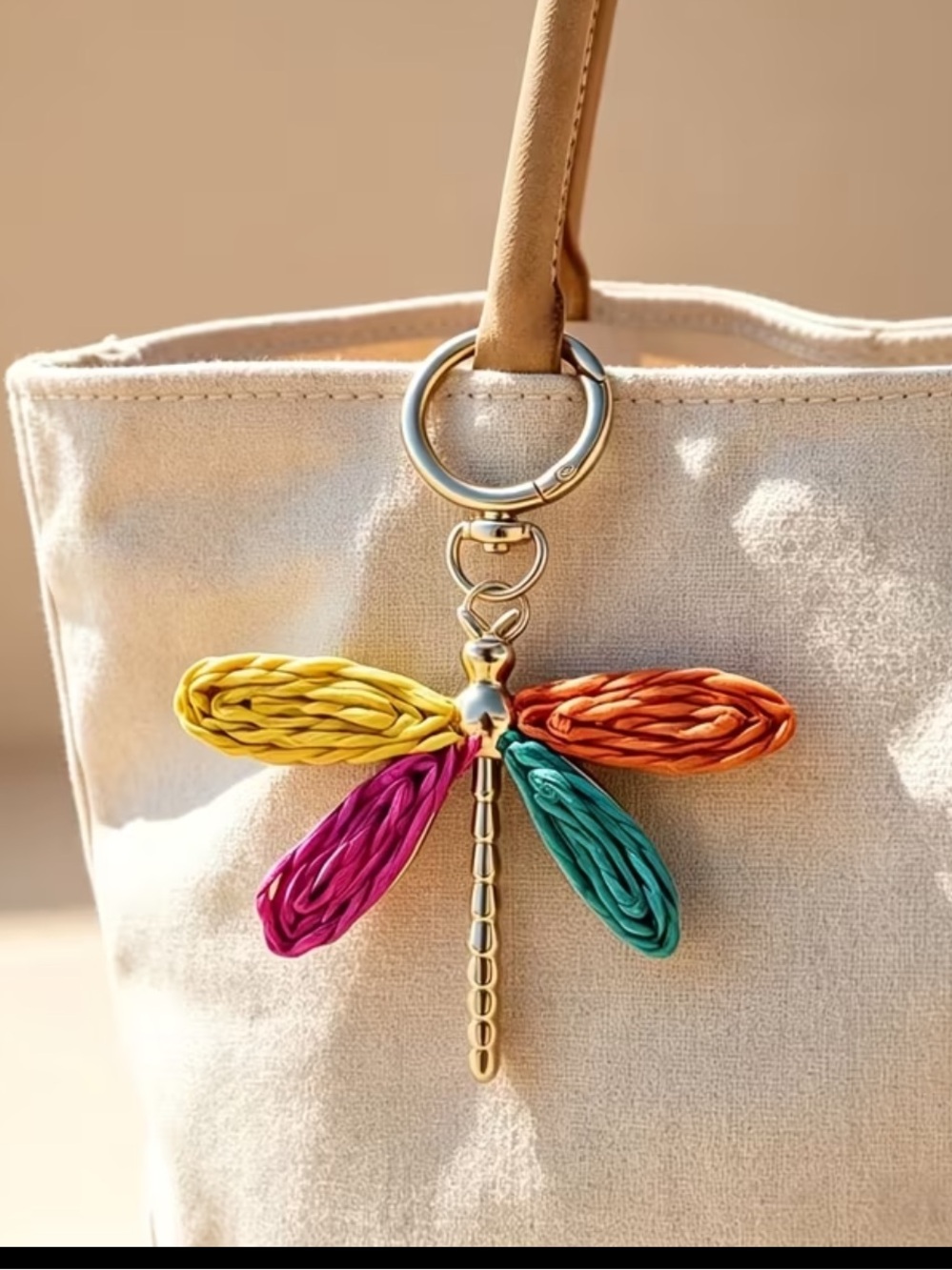 New Colorful Dragonfly Keychain Bag Charm - Multicolor